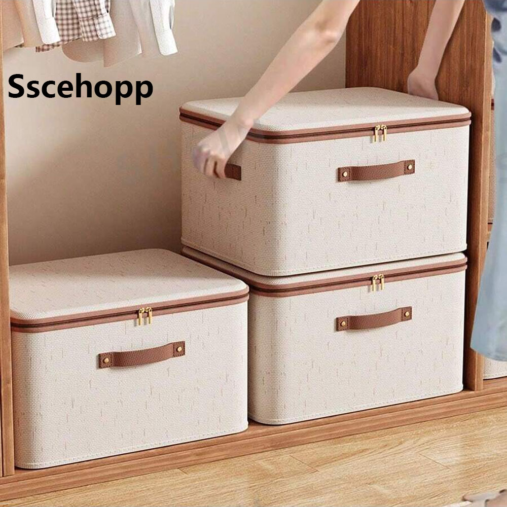 Baby Clothing Storage - Sscehopp Zippered Lid Cotton Linen Storage