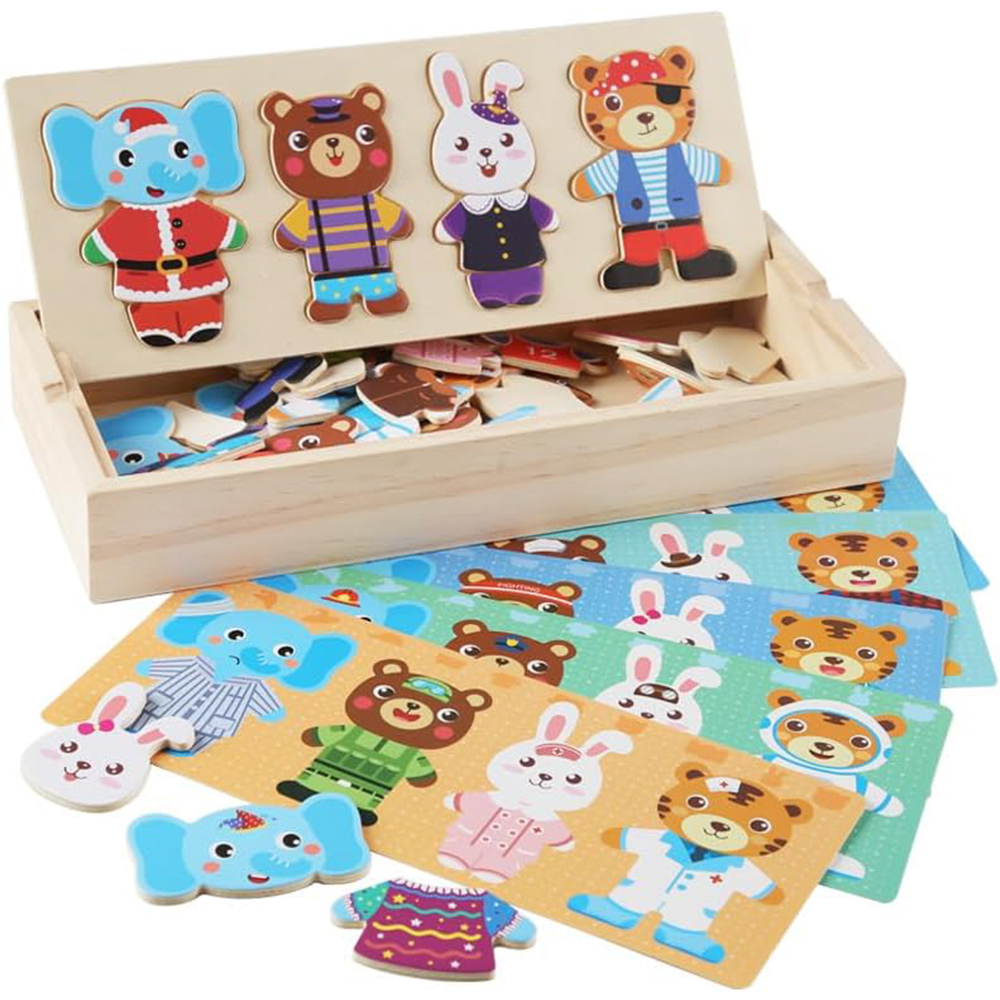 Baby Clothing Storage - Wooden Jigsaw Bear Family Puzzle Box