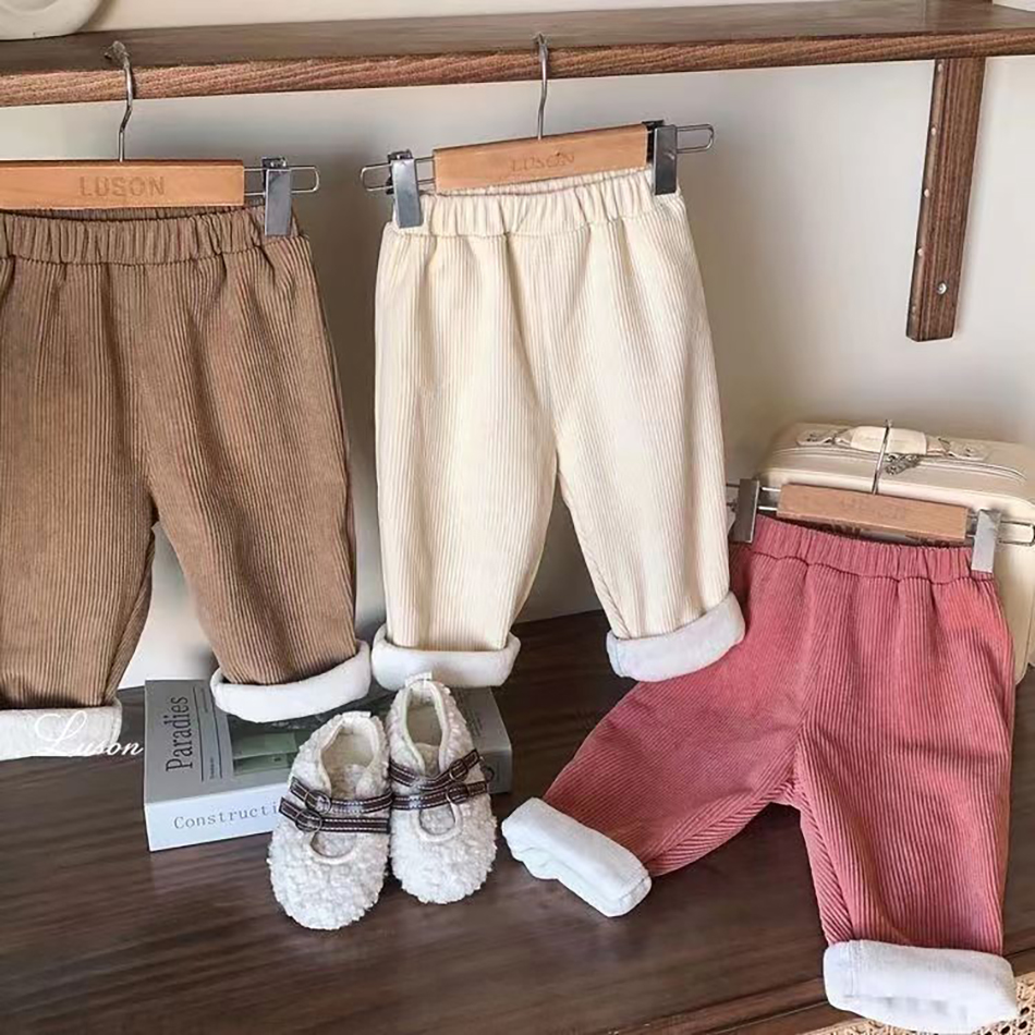 Baby Clothing List - Baby Kids Corduroy Pants Children Fleece-Lined